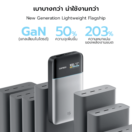 แบตสำรอง CUKTECH PB150S สีเทา ความจุ 15000MAH 100W MAX มาตรฐาน CCC รองรับจ่ายไฟ PD,PPS,QC,MI_2